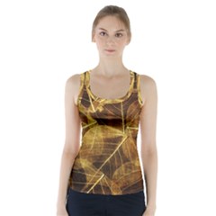 Leaves Autumn Texture Brown Racer Back Sports Top by Nexatart