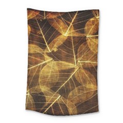 Leaves Autumn Texture Brown Small Tapestry by Nexatart