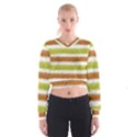 Metallic Gold Glitter Stripes Women s Cropped Sweatshirt View1