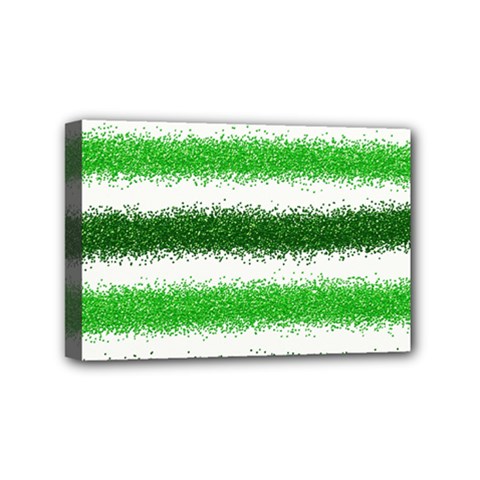 Metallic Green Glitter Stripes Mini Canvas 6  X 4  by Nexatart