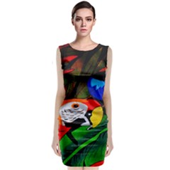 Papgei Red Bird Animal World Towel Sleeveless Velvet Midi Dress by Nexatart