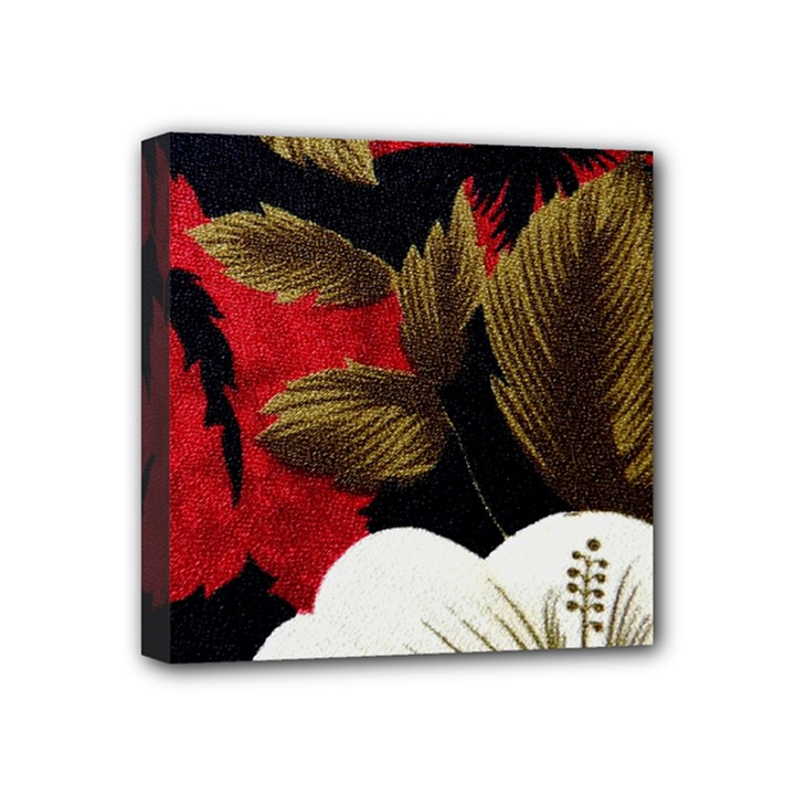 Paradis Tropical Fabric Background In Red And White Flora Mini Canvas 4  x 4 