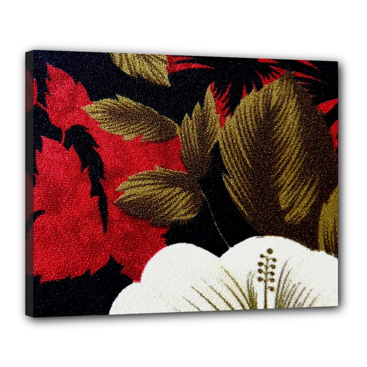Paradis Tropical Fabric Background In Red And White Flora Canvas 20  x 16 