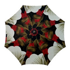 Paradis Tropical Fabric Background In Red And White Flora Golf Umbrellas by Nexatart