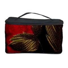 Paradis Tropical Fabric Background In Red And White Flora Cosmetic Storage Case by Nexatart