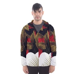 Paradis Tropical Fabric Background In Red And White Flora Hooded Wind Breaker (men)