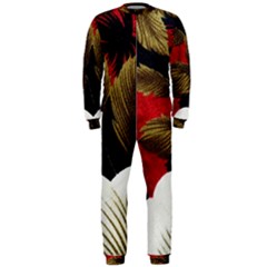 Paradis Tropical Fabric Background In Red And White Flora Onepiece Jumpsuit (men) 