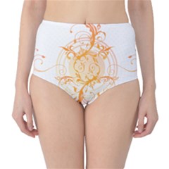 Orange Swirls High-waist Bikini Bottoms