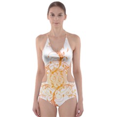 Orange Swirls Cut-Out One Piece Swimsuit