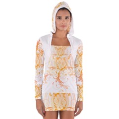 Orange Swirls Women s Long Sleeve Hooded T-shirt