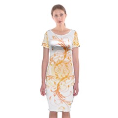 Orange Swirls Classic Short Sleeve Midi Dress