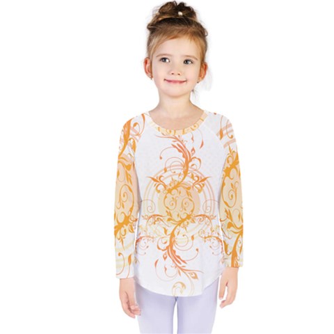 Orange Swirls Kids  Long Sleeve Tee by SheGetsCreative