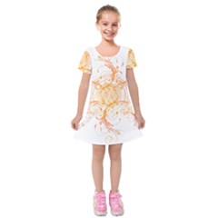 Orange Swirls Kids  Short Sleeve Velvet Dress