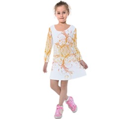 Orange Swirls Kids  Long Sleeve Velvet Dress