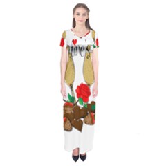 Valentine s Day Romantic Design Short Sleeve Maxi Dress