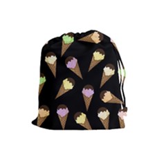 Ice Cream Cute Pattern Drawstring Pouches (large)  by Valentinaart