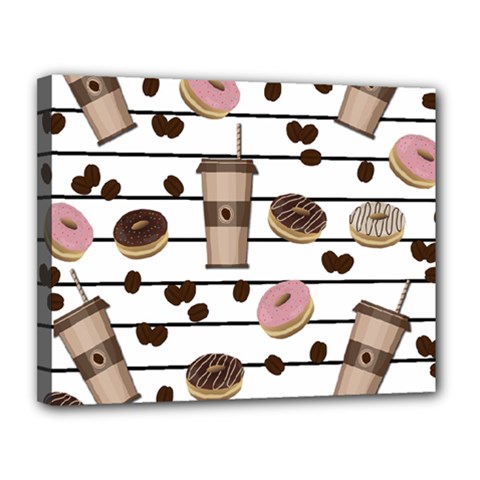 Donuts And Coffee Pattern Canvas 14  X 11  by Valentinaart