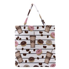 Donuts And Coffee Pattern Grocery Tote Bag by Valentinaart