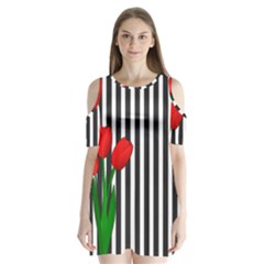 Tulips Shoulder Cutout Velvet  One Piece