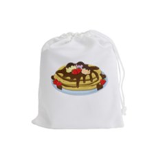 Pancakes - Shrove Tuesday Drawstring Pouches (large)  by Valentinaart