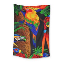 Parrots Aras Lori Parakeet Birds Small Tapestry by Nexatart