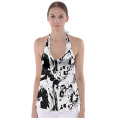 Pattern Color Painting Dab Black Babydoll Tankini Top by Nexatart