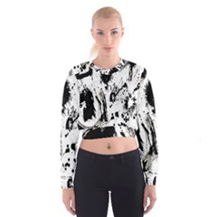 Pattern Color Painting Dab Black Women s Cropped Sweatshirt