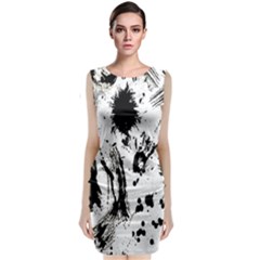 Pattern Color Painting Dab Black Sleeveless Velvet Midi Dress