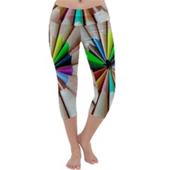 Pen Crayon Color Sharp Red Yellow Capri Yoga Leggings by Nexatart