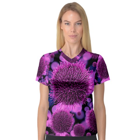 Hintergrund Tapete Keime Viren Women s V-neck Sport Mesh Tee by Nexatart