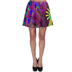 Peacock Abstract Digital Art Skater Skirt by Nexatart