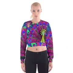 Peacock Abstract Digital Art Women s Cropped Sweatshirt by Nexatart