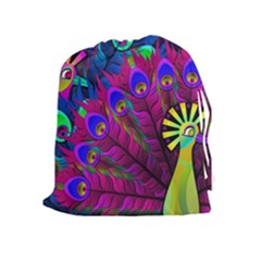 Peacock Abstract Digital Art Drawstring Pouches (extra Large)