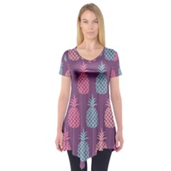 Pineapple Pattern  Short Sleeve Tunic  by Nexatart