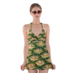 Pineapple Pattern Halter Swimsuit Dress by Nexatart