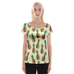 Pineapple Wallpaper Pattern Women s Cap Sleeve Top by Nexatart