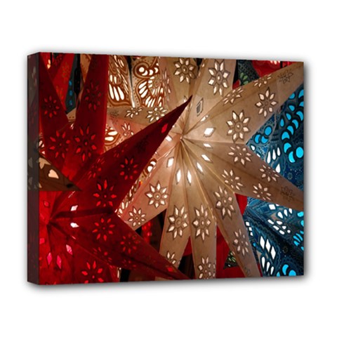 Poinsettia Red Blue White Deluxe Canvas 20  X 16   by Nexatart