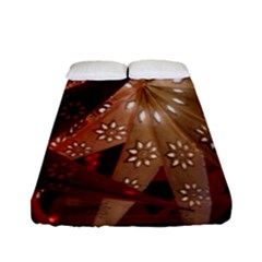 Poinsettia Red Blue White Fitted Sheet (Full/ Double Size)