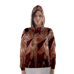 Poinsettia Red Blue White Hooded Wind Breaker (Women)