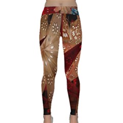 Poinsettia Red Blue White Classic Yoga Leggings