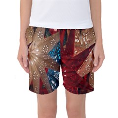 Poinsettia Red Blue White Women s Basketball Shorts