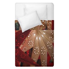 Poinsettia Red Blue White Duvet Cover Double Side (Single Size)