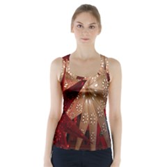 Poinsettia Red Blue White Racer Back Sports Top