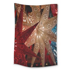 Poinsettia Red Blue White Large Tapestry