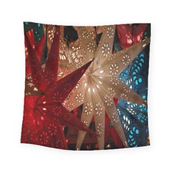 Poinsettia Red Blue White Square Tapestry (Small)