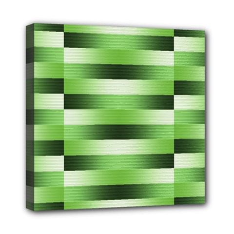 Pinstripes Green Shapes Shades Mini Canvas 8  X 8  by Nexatart