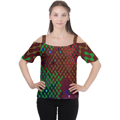 Psychedelic Abstract Swirl Women s Cutout Shoulder Tee by Nexatart
