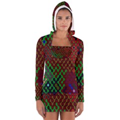 Psychedelic Abstract Swirl Women s Long Sleeve Hooded T-shirt by Nexatart