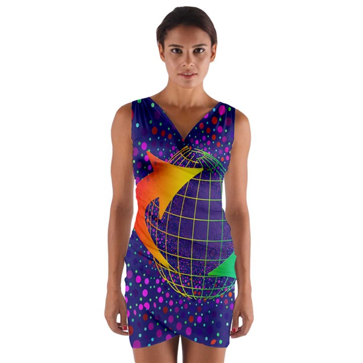 Recycling Arrows Circuit Wrap Front Bodycon Dress