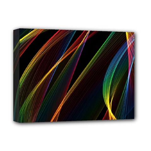 Rainbow Ribbons Deluxe Canvas 16  X 12  